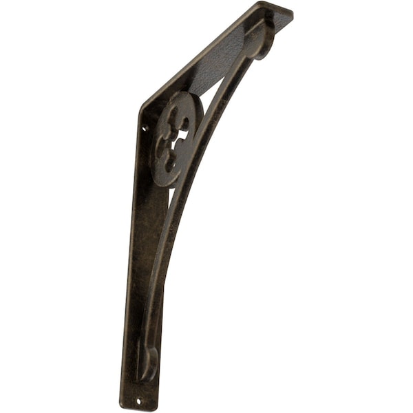 Ekena Millwork Crawley Wrought Iron Bracket, (Single center brace), Antiqued Pale Gold 1 1/2"W x 7 1/2"D x 10"H BKTM01X07X10SCRAPG - main
